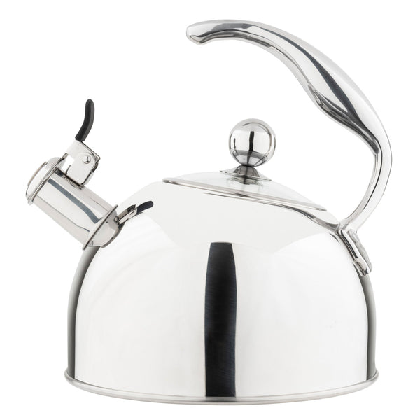 Viking 2.6-Quart Mirrored Stainless Steel Whistling Kettle with 3-Ply Base