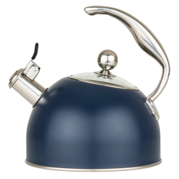 Viking 2.6-Quart Slate Blue Stainless Steel Whistling Kettle with 3-Ply Base