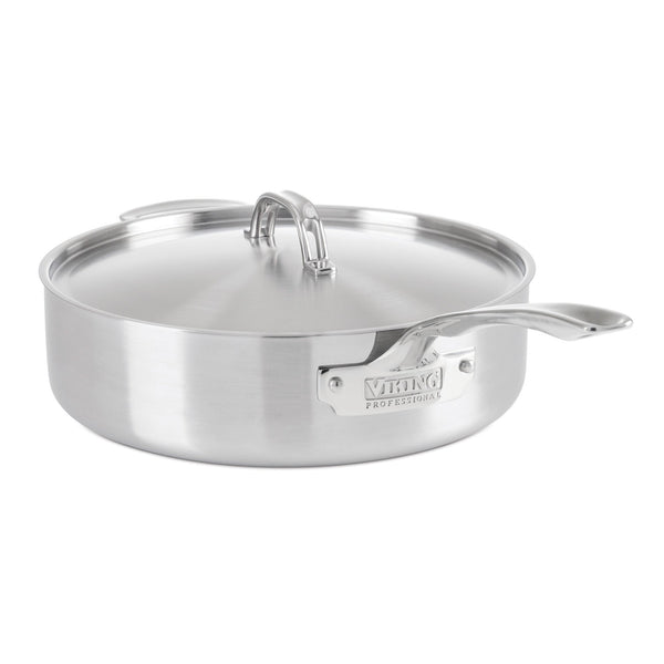 Viking Professional 5-Ply Stainless Steel 6.4-Quart Sauté Pan with Metal Lid